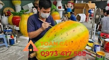 ve-mau-mo-hinh-xop-trai-du-du sơn màu mô hình xốp trái cây đu đủ